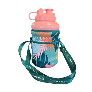Hydrojug Limited Edition Pink  Tropical Floral Water Bottle  & Sleeve 73 Oz